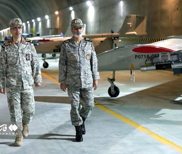 Chief of Staff of the Iranian Armed Forces Major General Mohammad Bagheri (left) and Commander-in-Chief of the Army Major General Abdolrahim Mousavi visited one of the Army's secret underground bases on May 28, 2022.