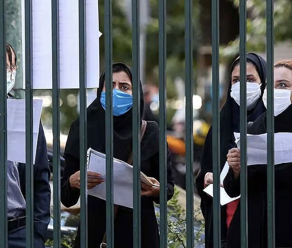 Iranian students checking lists of those admitted to university