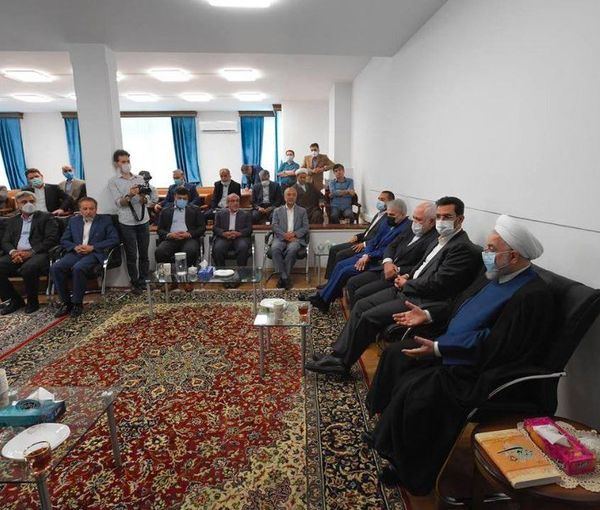 Ex-president Rouhani (R) meeting with his former officials in July 2022
