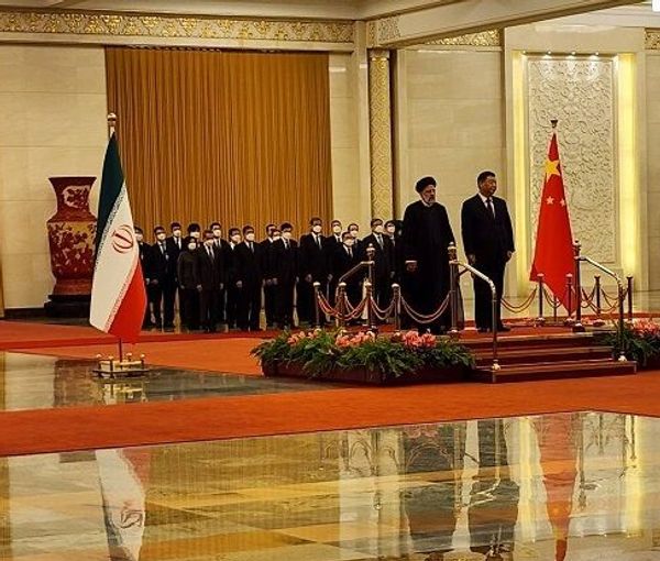 Iranian president Ebrahim Raisi with China's Xi Jinping on February 14, 2023