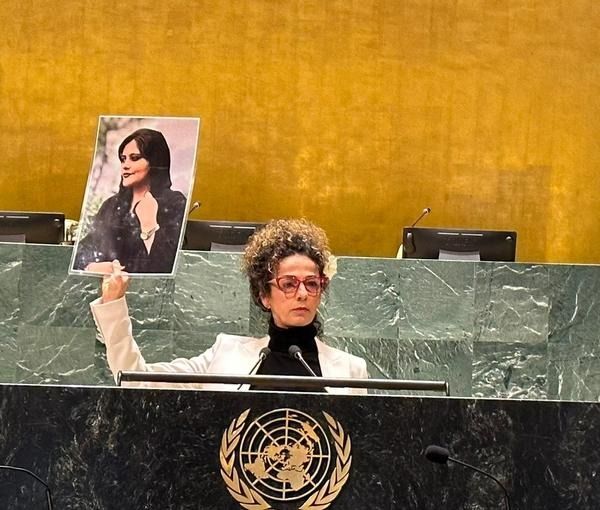 Iranian prominent activist Masih Alinejad at the UN (May 2, 2023)