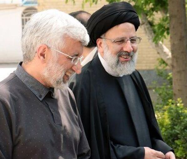 Iran's former nuclear negotiator Saeed Jalili (left) and President Ebrahim Raisi (undated)