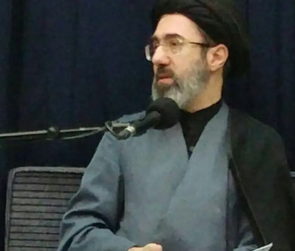 Mojtaba Khamenei seen during one his seminary lectures. Undated