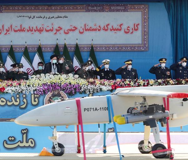 Iranian drones on display at a parade in Tehran to mark the National Army Day   (undated)