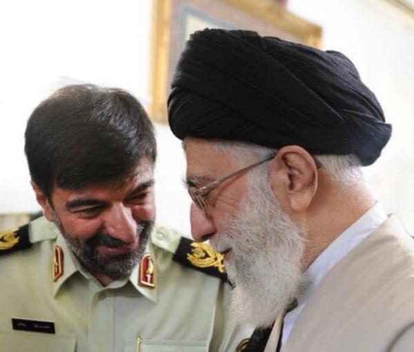 Ahmadreza Radan with Iran's ruler Ali Khamenei. Undated