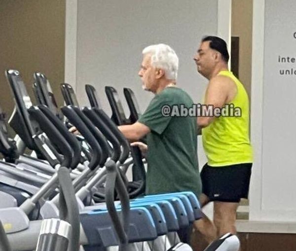 Former Tehran police chief Morteza Talaei exercising in gym in Canada. Undated