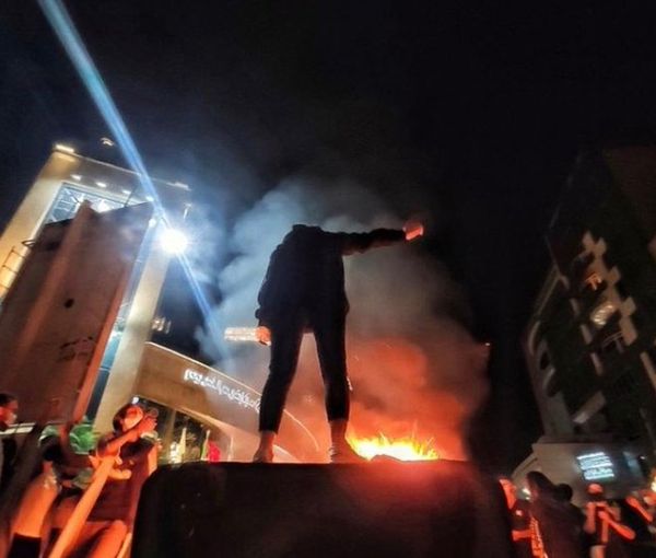 A scene from protests in Tehran on September 23, 2022