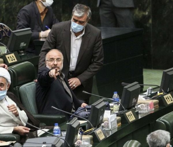 Speaker Mohammad-Bagher Ghalibaf at a parliament session (undated)