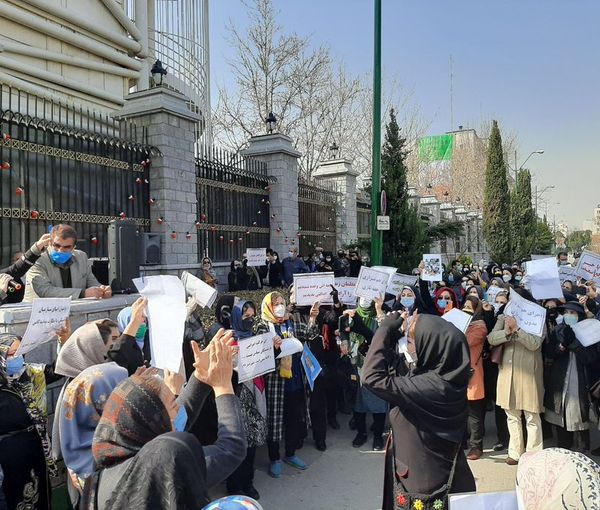 A protest rally by Iranian teachers (file photo)