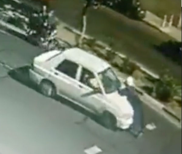 A driver ramming a cleric in Tehran on April 26, 2023