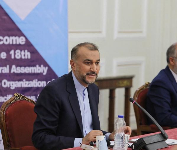 Iran's Foreign Minister Hossein Amir-Abdollahian speaks at the OANA summit in Tehran, Iran, October 24, 2022.