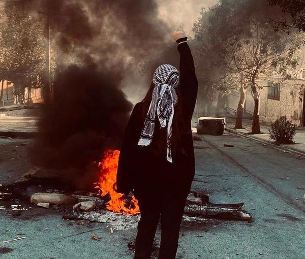 A protester in the Kurdish-majority city of Marivan in western province of Kordestan on November 6, 2022