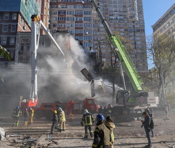 Destruction in Kyiv after an attack by Iranian-made drones. Oct. 17, 2022