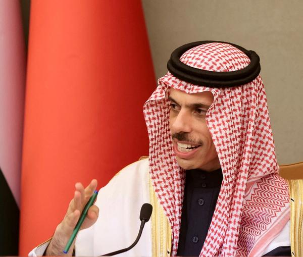 Saudi Minister of Foreign Affairs Prince Faisal bin Farhan Al-Saud attends a news conference at the Arab Gulf Summit in Riyadh, Saudi Arabia, December 9, 2022