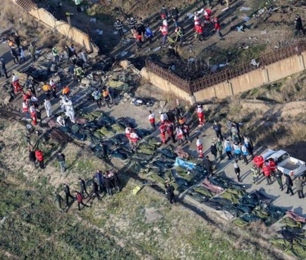 The crash site of flight PS752 near Tehran on January 8, 2020 