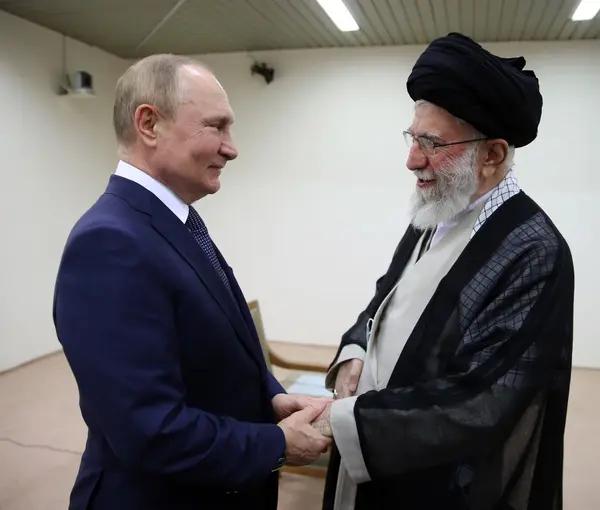 Iran's Ali Khamenei meeting Vladimir Putin in Tehran on July 19, 2022