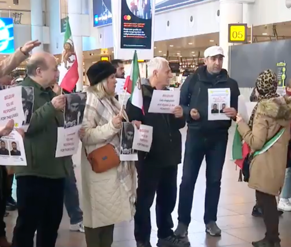 Iranians during a gathering at Zaventem airport in Brussels (January 23)