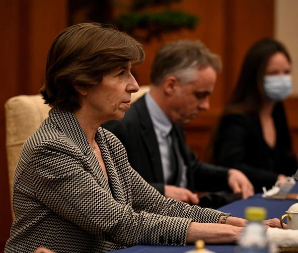 French Foreign Minister Catherine Colonna during a meeting in the Diaoyutai State Guesthouse in Beijing, China April 5, 2023.