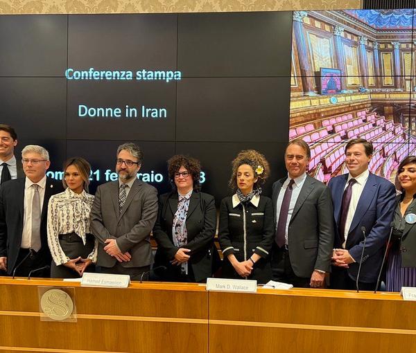 A group photo of opposition figures who addressed the Italian Senate on February 21, 2023