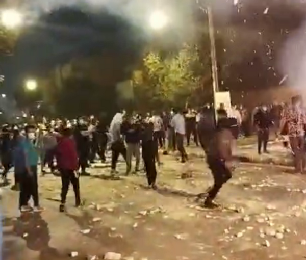 A scene from protests in Yazd earlier in October