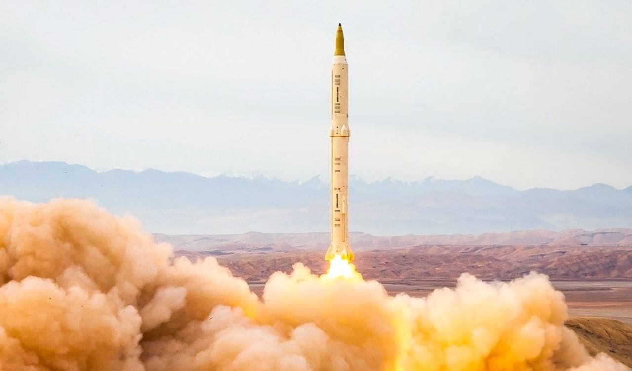 An Iranian ballistic missile launch in December 2021