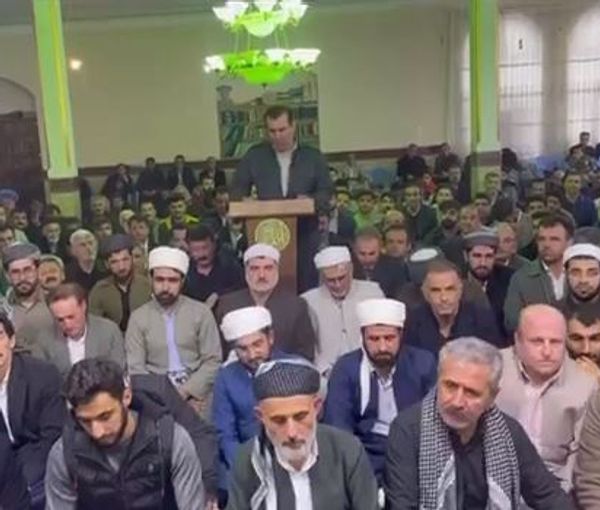 A group of clerics, activists, and other prominent figures in Iran’s Kurdish-majority city of Javanrud (January 2023) 