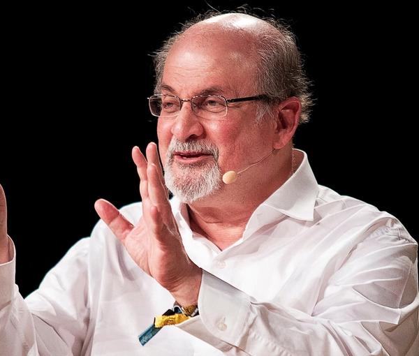 The writer Salman Rushdie interviewed during Heartland Festival in Kvaerndrup, Denmark June 2, 2018. 