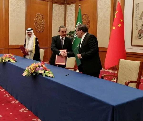 Iran, China and Saudi Arabia announce the resumption of ties between Tehran and Riyadh in Beijing, March 10, 2023
