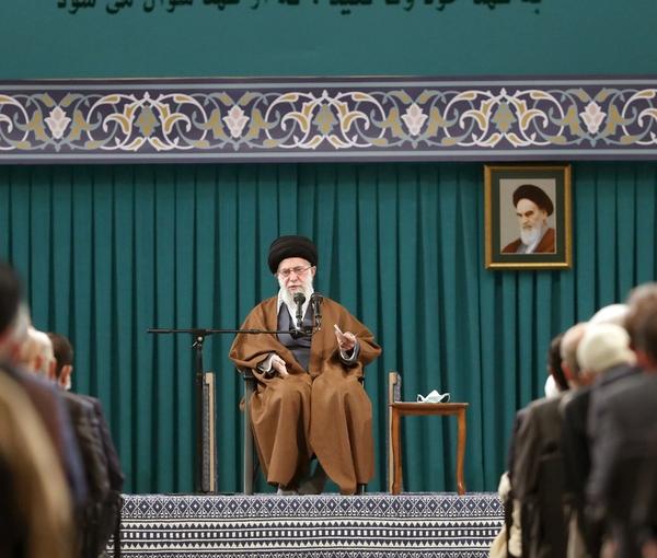 Ali Khamenei speaking to his guests at the Iftar gathering on April 12. 2022