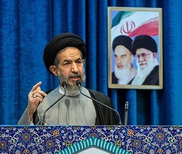 Mohammad Hassan Abutorabi, a Friday Prayer Imam in Tehran seen delivering a sermon in May 2022