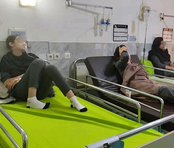 Schoolgirls in a hospital in Iran as they recover from poisoning symptoms. April 8, 2023