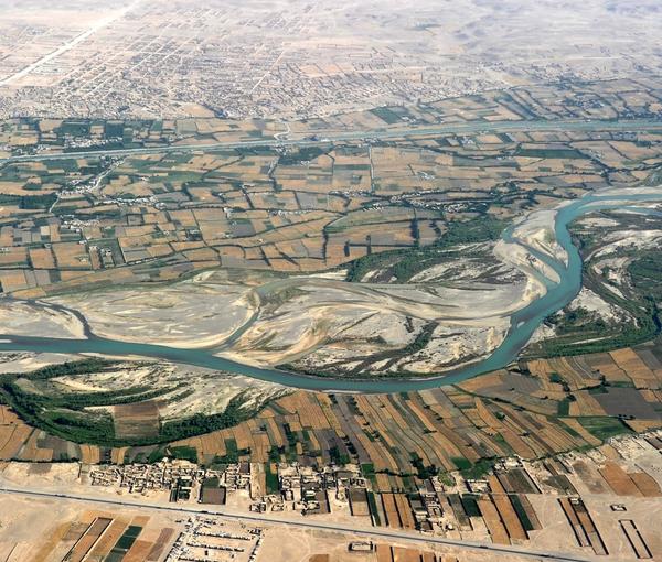 Helmand River with the Boghra canal in the middle distance, near the town of Grishk (File photo)