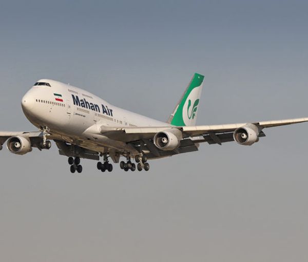 A Mahan airlines Boeing 747 in flight