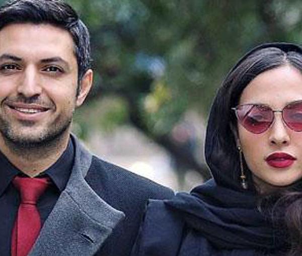Ashkan Khatibi with his wife Anahita Dargahi, an actress and painter. Undated