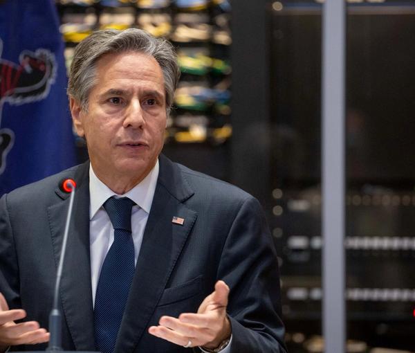 US Secretary of State Antony Blinken addresses the media in Pittsburgh, Pennsylvania, September 30, 2021