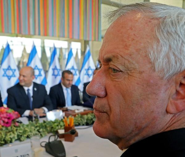 Israeli Defense Minister Benny Gantz seen at the cabinet meeting on May 29, 2022