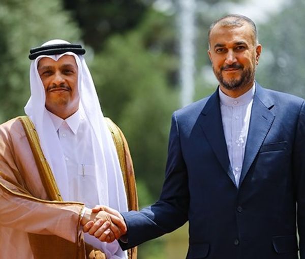 Amir-Abdollahian with his Qatari counterpart in Tehran on January 29, 2023
