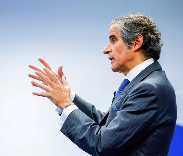 IAEA Director General Rafael Mariano Grossi speaks at a news conference about developments related to the IAEA's monitoring and verification work in Iran, in Vienna, June 9, 2022.