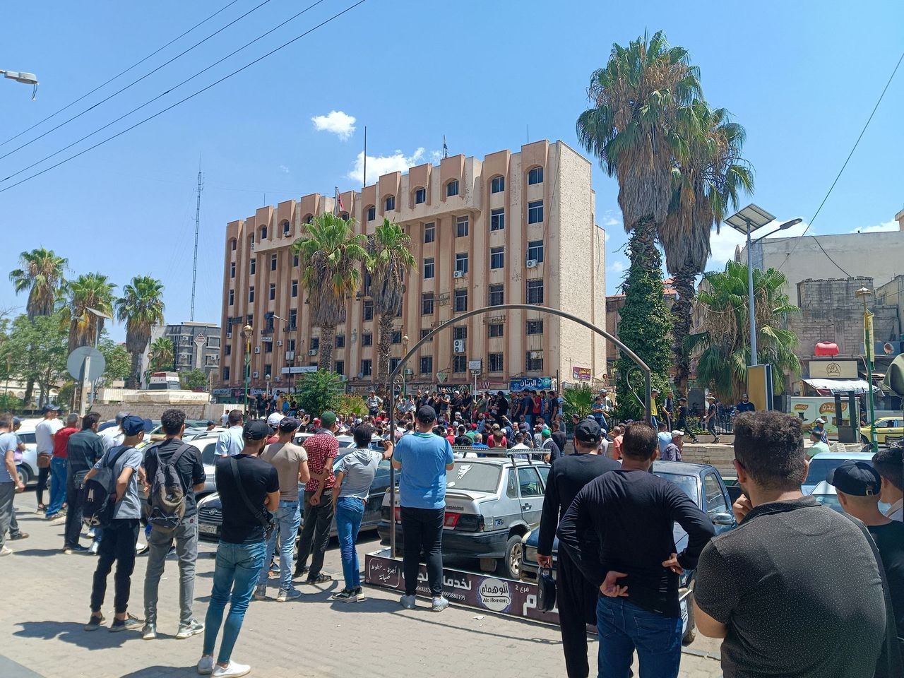  Syrian demonstrators protest against the government decision on increasing the prices of fuels, Sweida, Syria, August 17,2023. 