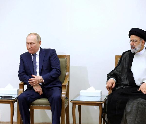 Vladimir Putin and Iran's Ebrahim Raisi in the meeting with Ali Khamenei. July 19, 2022