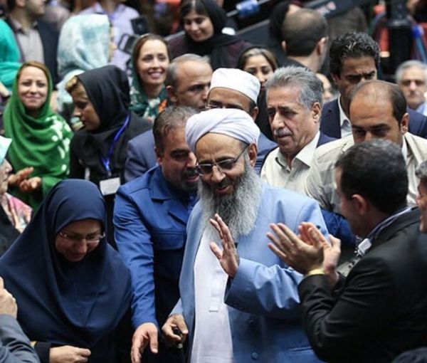 Molavi Abdolhamid among supporters before the current protests began (file photo)