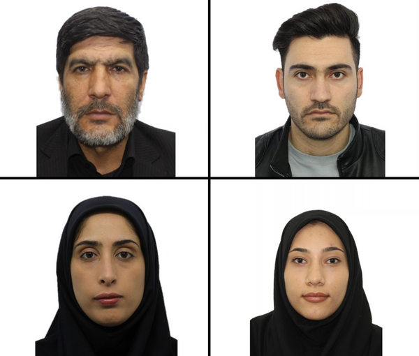 The team that arrested Mahsa Amini: Captain Enayatollah Rafiei (up-left), Sergeant Ali Khoshnamvand (up-right), Fatemeh Ghorban-Hosseini (down-right) and Parastou Safari