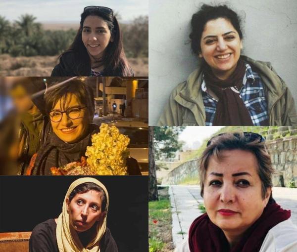 The five female Iranian prisoners who have just been freed (file photo)