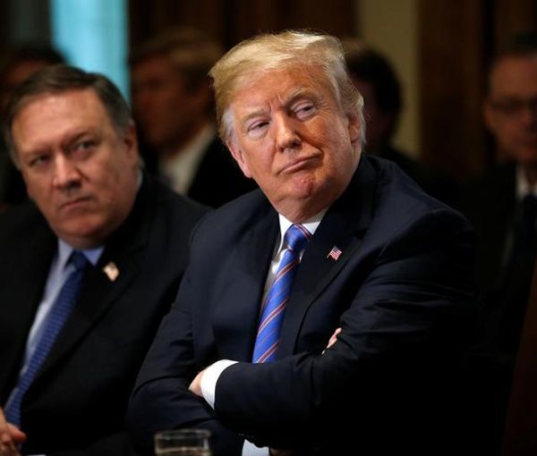 former US Secretary of State Mike Pompeo (left) and former president Donald Trump (July 18, 2018)