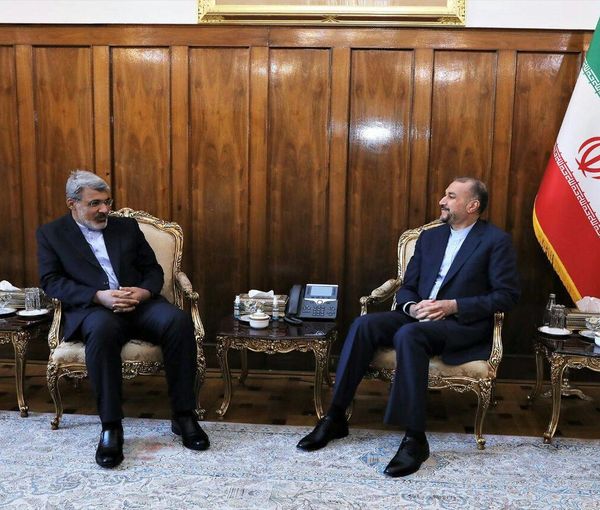 Iran's UN ambassador Ali Bahraini (left) and Iranian Foreign Minister Hossein Amir-Abdollahian (undated)