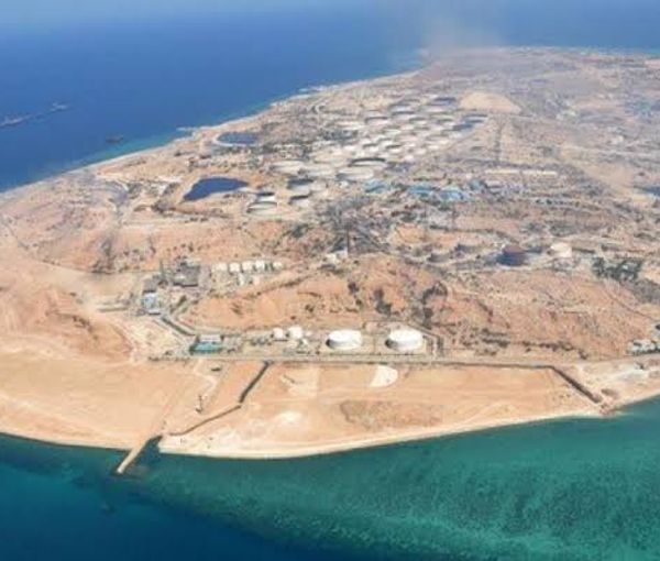 An aerial view of Abu Musa island in the Persian Gulf
