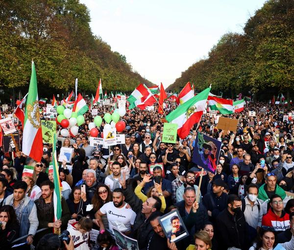 Iranian protesters in Berlin, Germany on October 22, 2022