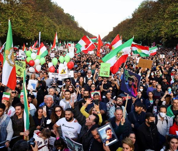 A 100,000-strong rally in Berlin to support protesters in Iran. October 22, 2022