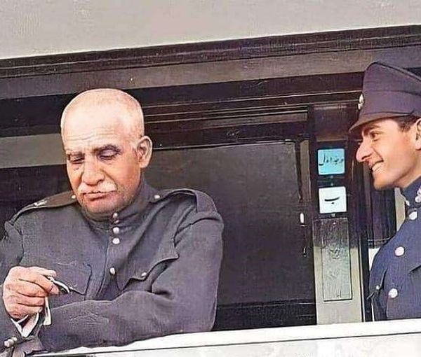 Reza Shah Pahlavi and His son Mohammad Reza inaugurating Iran's south-north railway in 1938.
