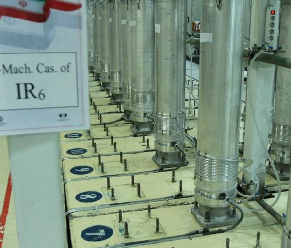 Iranian uranium enrichment centrifuges at an underground nuclear facility. Undated